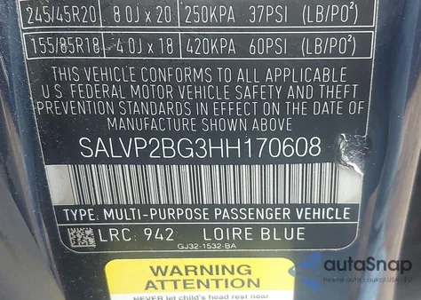 2017 Land Rover Range Rover Evoque Se/Se Premium z USA, uszkodzony, nr VIN SALVP2BG3HH170608